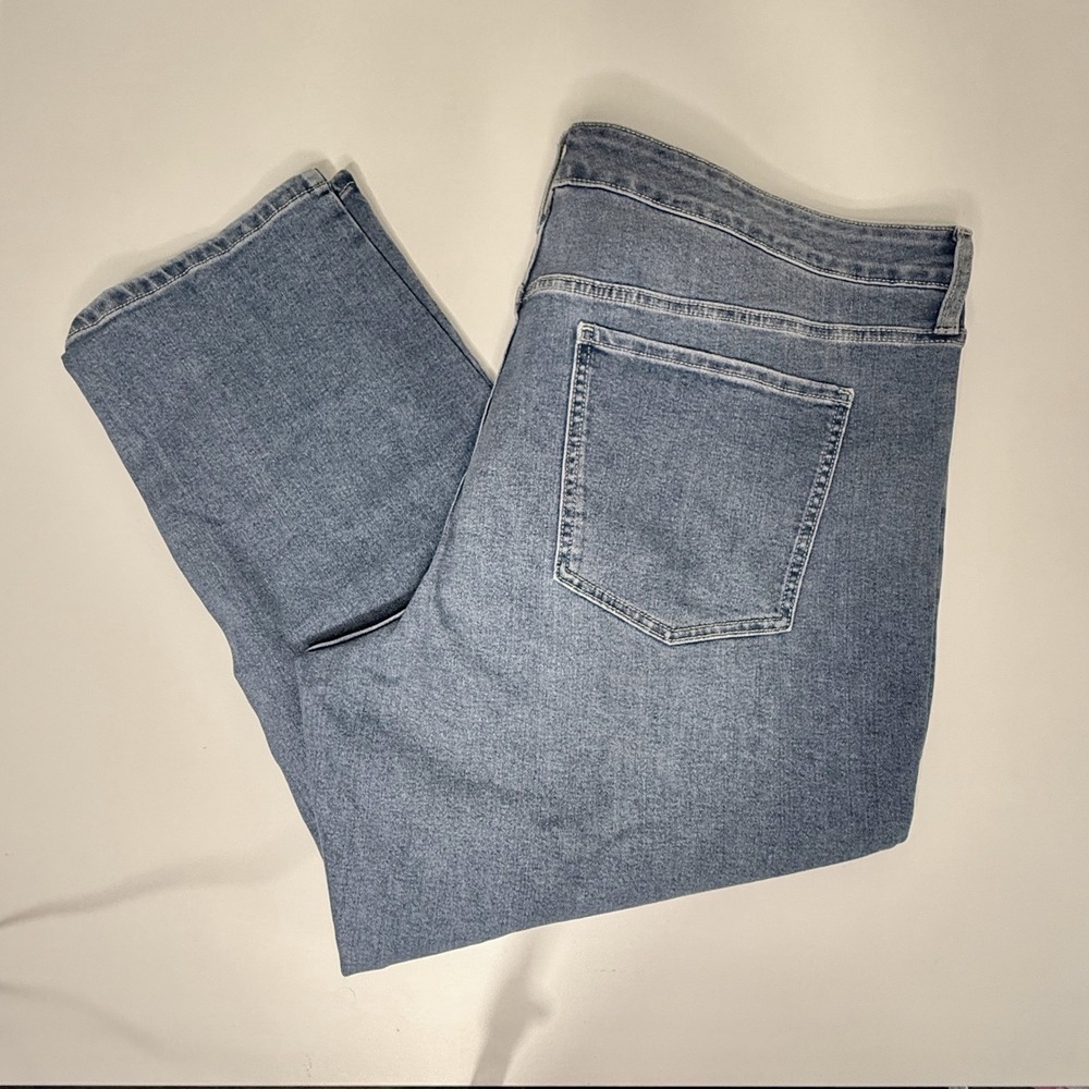 Terra & Sky Straight Leg Jeans Womens 22W Petite Blue NWT High Rise Light Wash
